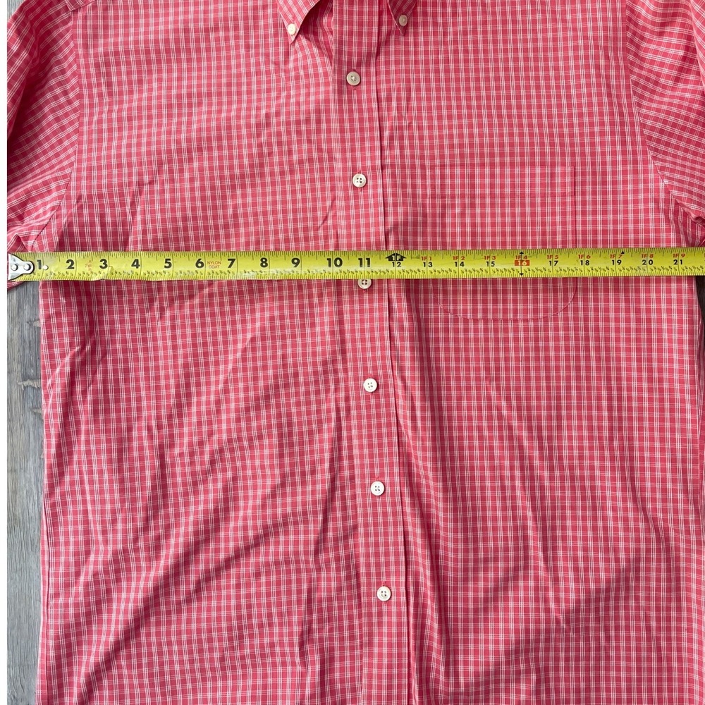 Brooks Brothers 346 Mens Red Gingham Non-Iron Cotton Button Down Shirt Size M - Picture 4 of 7